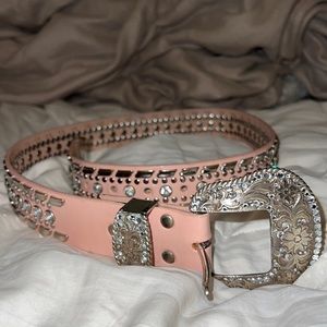 Women’s Pink Nocona rhinestone belt genuine leather